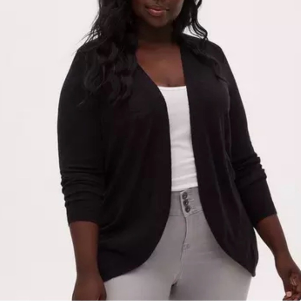 Torrid Black Open-Front Cardigan